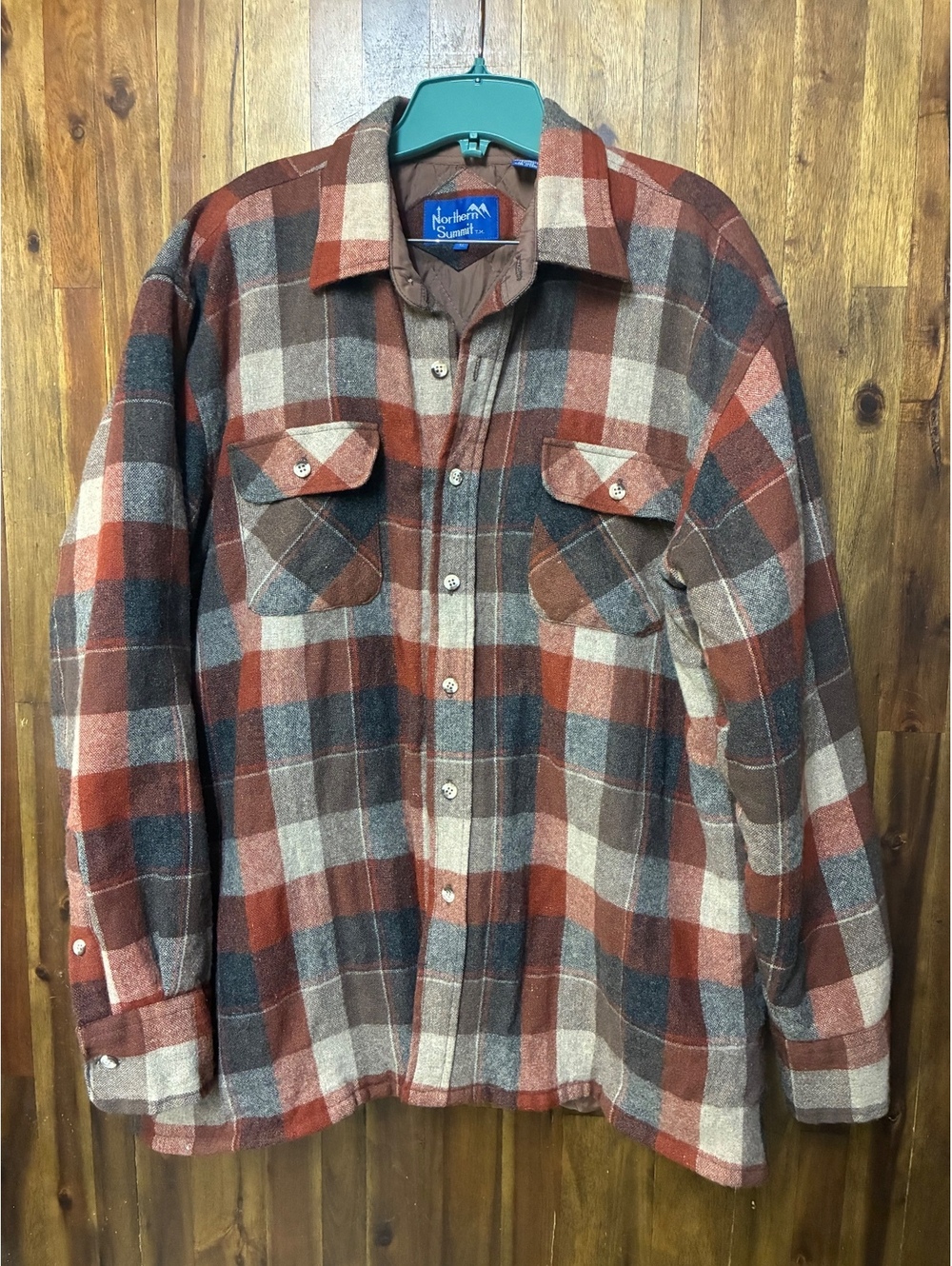 Vintage Northern Summit XL Wool Plaid Men’s Quilted Flannel Jacket Retro 90s